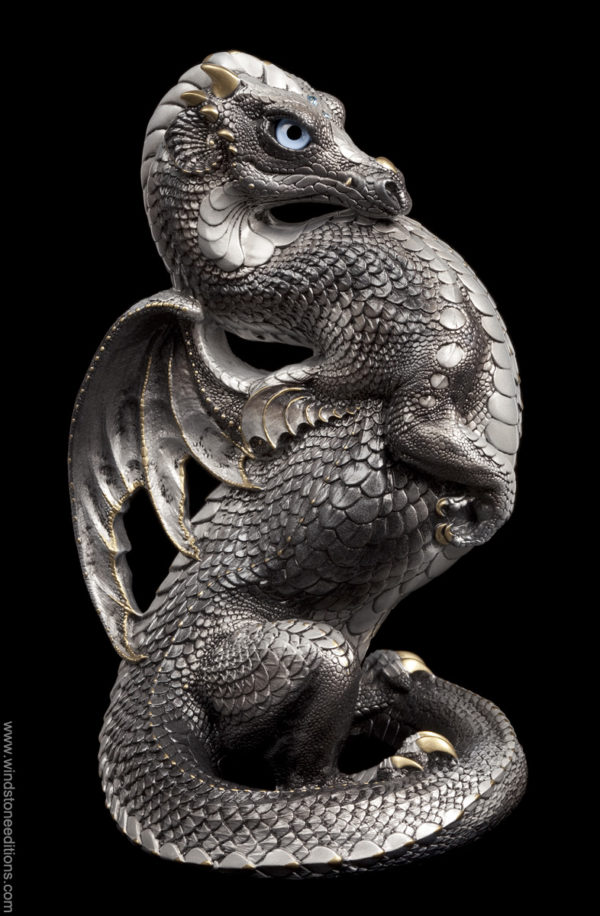 Windstone Editions collectible dragon figurine - Emperor Dragon - Silver (silvery version)