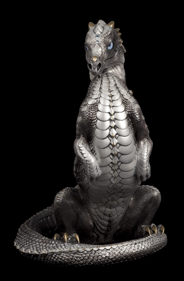 Windstone Editions collectable dragon sculpture - Emperor Dragon - Silver (silvery version)