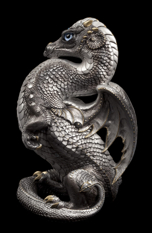 Windstone Editions collectible dragon figurine - Emperor Dragon - Silver (silvery version)