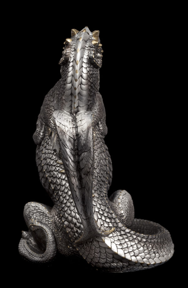 Windstone Editions collectable dragon sculpture - Emperor Dragon - Silver (silvery version)