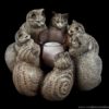 Circle of Cats candle lamp in stone color. Hand-painted collectible sculpture by Windstone Editions