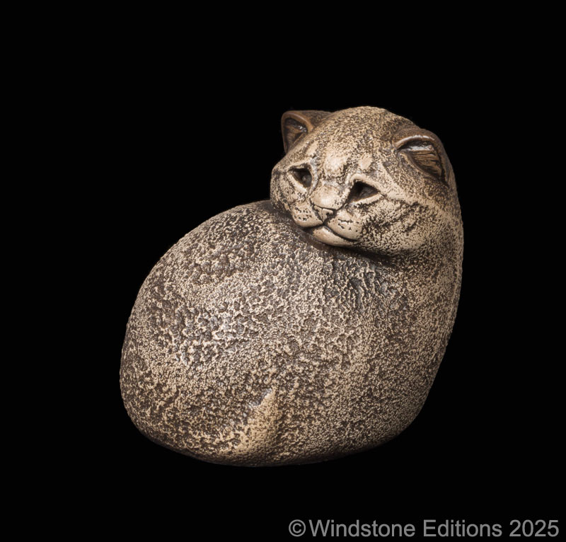 Tiger kitten cat figurine. Hand-painted collectable sculpture by Windstone Editions in stone color