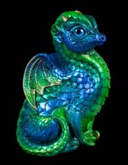 Windstone Editions collectible dragon figurine - Fledgling Dragon - Emerald Peacock