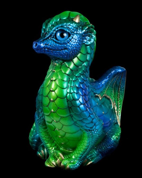 Windstone Editions collectable dragon sculpture - Fledgling Dragon - Emerald Peacock