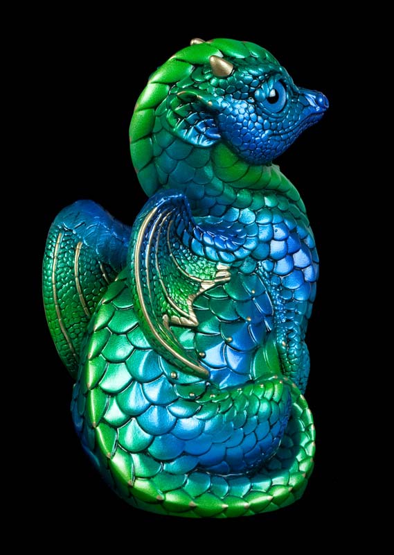 Windstone Editions collectable dragon sculpture - Fledgling Dragon - Emerald Peacock