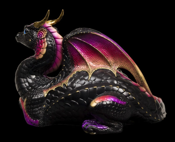 Windstone Editions collectible dragon figurine - Lap Dragon - Black Gold