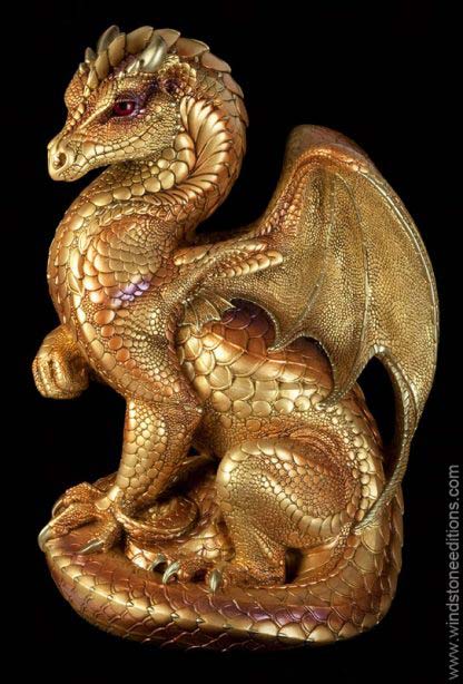 Windstone Editions collectible dragon figurine - Secret Keeper - Gold