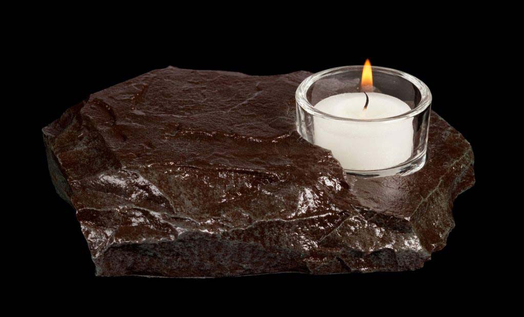 Stone with candle personal alter for crystals or jewelry by windstone editions