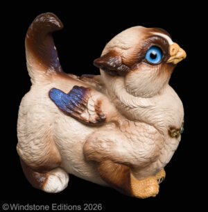 Crouching Griffin Chick fantasy figurine. Hand-painted collectable sculpture by Windstone Editions painted like a Siamese cat with white paws.