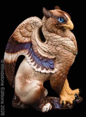 Male Griffin fantasy figurine. Hand-painted collectable sculpture by Windstone Editions painted like a Siamese cat with white paws.
