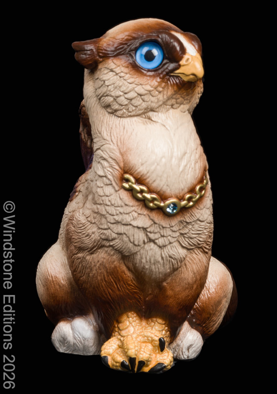 Sitting Griffin Chick fantasy figurine. Hand-painted collectable sculpture by Windstone Editions painted like a Siamese cat with white paws.