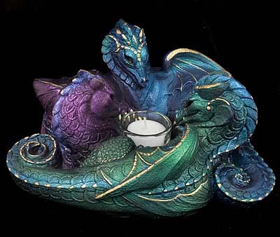 Photo of Trio of Dragons Candle Lamp - Green, Violet, Blue