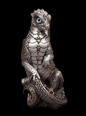 Windstone Editions collectable dragon sculpture - Young Dragon - Silver (silvery version)