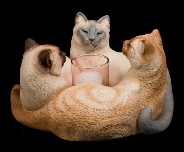 Photo of Trio of Cats Candle Lamp - Multicolored Siamese
