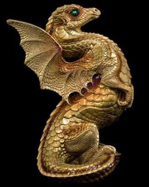 Windstone Editions collectible dragon figurine - Rising Spectral Dragon - Gold