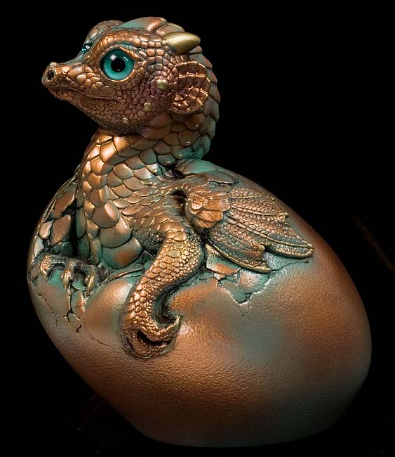 Hatching Empress Dragon - Copper Patina - teal eyes