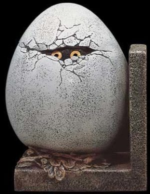 Egg with Eyes Bookend (left)