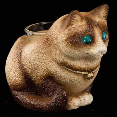 Crouching Cat Candle Lamp - Siamese