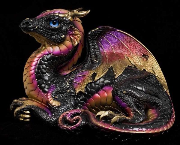 Windstone Editions collectible dragon figurine - Old Warrior Dragon - Black Gold