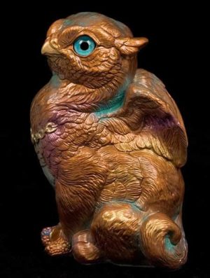 Sitting Griffin Chick - Copper Patina