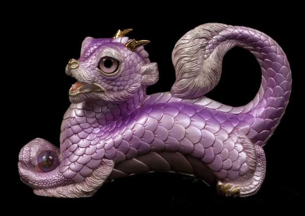 Windstone Editions collectible dragon figurine - Young Oriental Dragon - Lavender Pearl