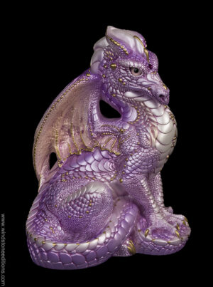 Male Dragon fantasy figurine in lavender. Hand-painted collectible sculpture by Windstone Editions