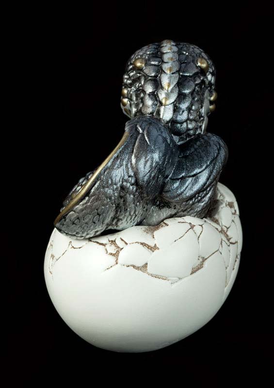 Windstone Editions collectable dragon sculpture - Hatching Dragon (version 2) - Silver (silvery version)