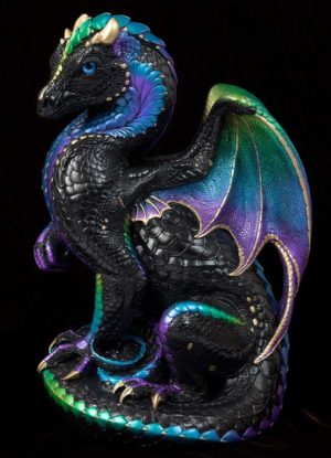 Windstone Editions collectible dragon figurine - Secret Keeper - Black Violet Peacock