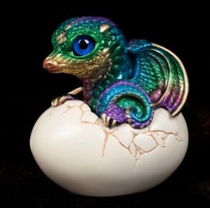 Windstone Editions collectible dragon figurine - Hatching Dragon (version 2) - Rainbow