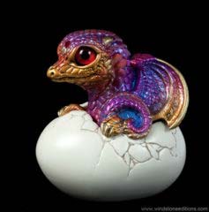 Windstone Editions collectible dragon figurine - Hatching Dragon (version 2) - Violet Flame