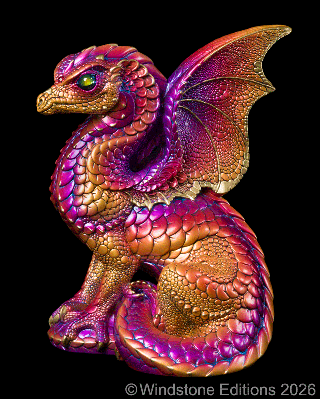 Spectral Dragon Violet Flame fantasy figurine. Hand-painted collectable sculpture by Windstone Editions