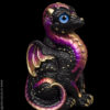 Baby Dragon fantasy figurine in black and gold. Hand-painted collectible sculpture by Windstone Editions.