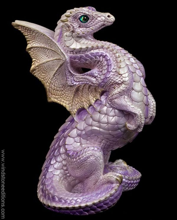 Windstone Editions collectible dragon figurine - Rising Spectral Dragon - Lavender