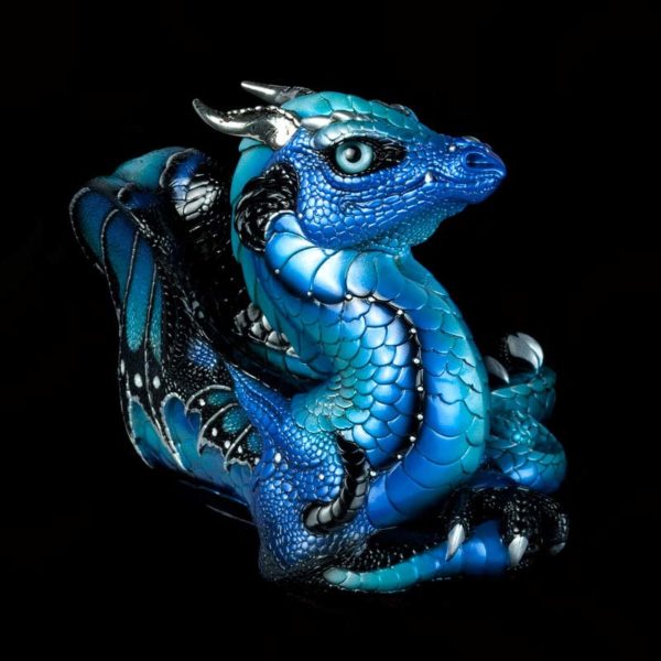 Windstone Editions collectable dragon sculpture - Old Warrior Dragon - Blue Morpho
