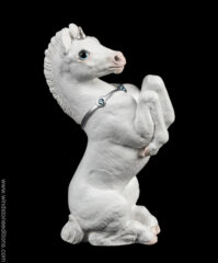 Unicorn Colt fantasy figurine in snow white with silver colored details. Hand-painted collectible sculpture by Windstone Editions