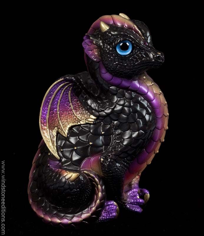 Windstone Editions collectible dragon figurine - Fledgling Dragon - Black Gold
