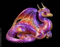 Windstone Editions collectible dragon figurine - Lap Dragon - Violet Flame