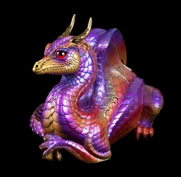 Windstone Editions collectable dragon sculpture - Lap Dragon - Violet Flame