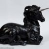 Mother Unicorn fantasy figurine in Jet Black with silver painted details. Hand-painted collectable sculpture by Windstone Editions