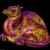 Old Warrior Dragon fantasy figurine hand-painted in gold, violet, and orange. Collectable sculpture by Windstone Editions.