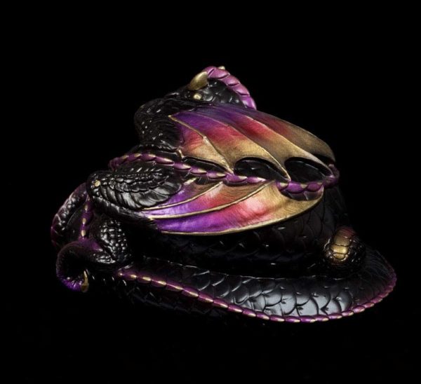 Windstone Editions collectable dragon sculpture - Coiled Dragon - Black Gold