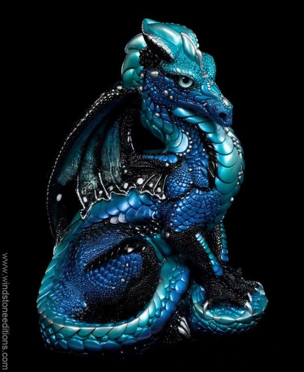 Windstone Editions collectible dragon figurine - Male Dragon - Blue Morpho