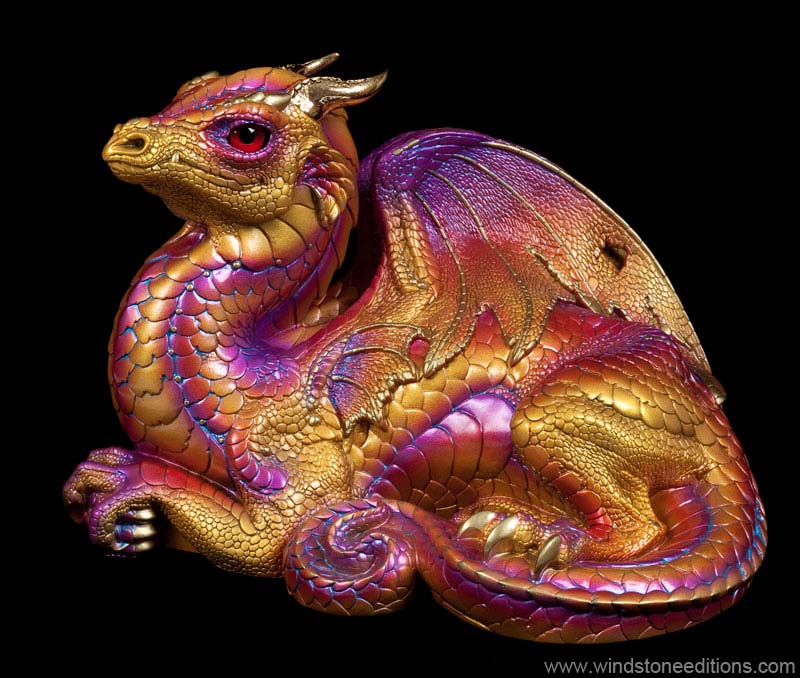 Windstone Editions collectible dragon figurine - Old Warrior Dragon - Violet Flame