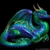 Windstone Editions collectible dragon figurine - Lap Dragon - Emerald Peacock