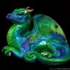 Windstone Editions collectible dragon figurine - Old Warrior Dragon - Emerald Peacock