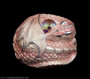 Windstone Editions collectible dragon figurine - Curled Dragon - Shell Pink