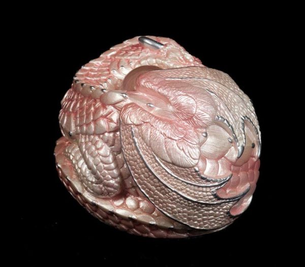 Windstone Editions collectable dragon sculpture - Curled Dragon - Shell Pink
