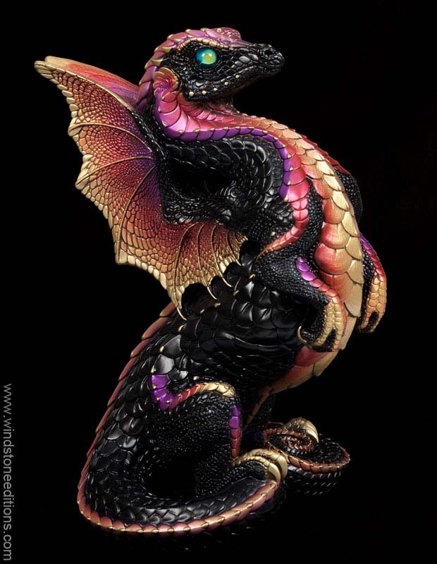 Windstone Editions collectible dragon figurine - Rising Spectral Dragon - Black Gold