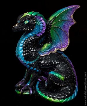 Windstone Editions collectible dragon figurine - Spectral Dragon - Black Violet Peacock