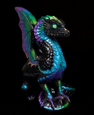 Windstone Editions collectable dragon sculpture - Spectral Dragon - Black Violet Peacock